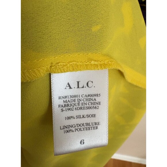 A.L.C. Viera Twist Front Mini Dress in Silk Size 6 Purple and Yellow Florals - Picture 14 of 15
